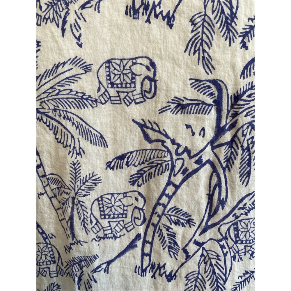 Roller Rabbit S Cotton Palm Elephant Boho Tunic Pintuck Button Tank Ruffle - Picture 6 of 11